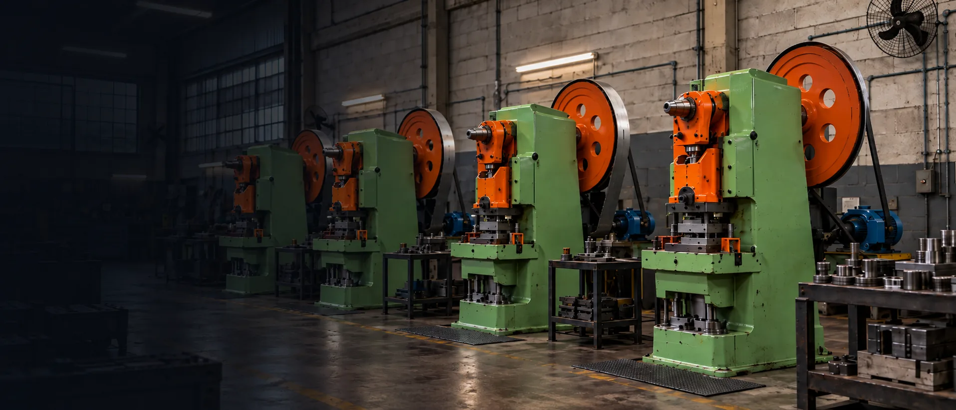 Prensas industriais Harlo no galpão